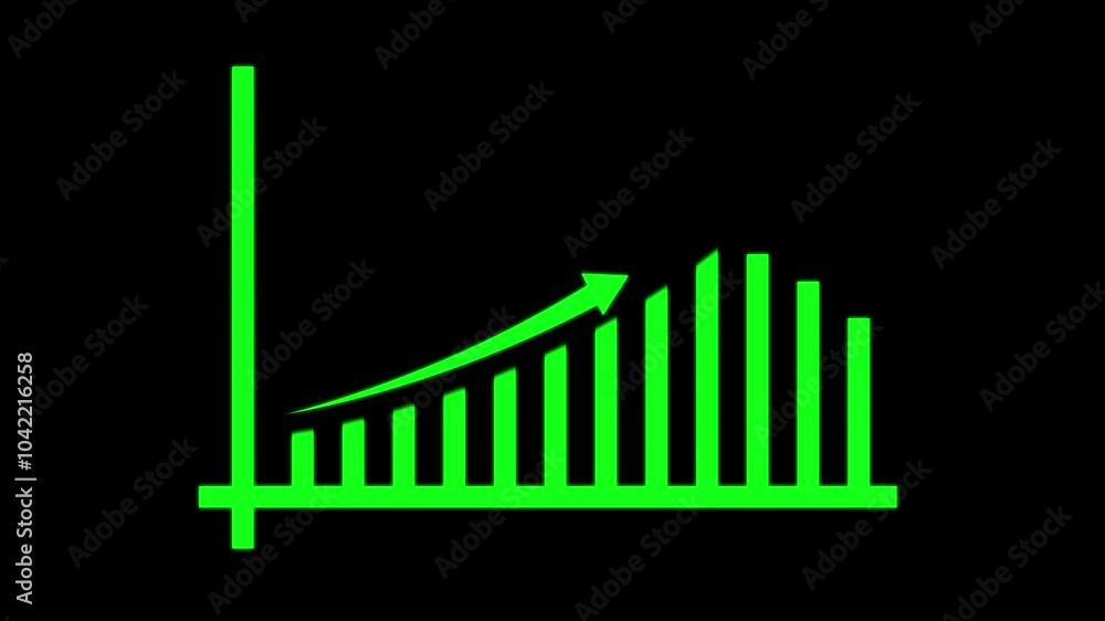Animated business graph chart with upward trend on black background. Animated business graph chart with upward trend on black background.