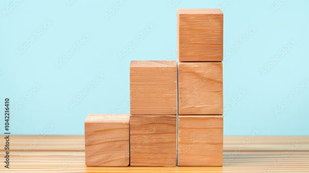 Wooden Block Statistics Display, a visually engaging bar graph crafted from natural wood blocks, showcasing comparative data in an organic and aesthetic manner. Wooden Block Statistics Display, a visually engaging bar graph crafted from natural wood blocks, showcasing comparative data in an organic and aesthetic manner.