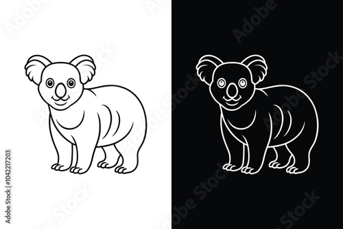 Koala black icon design vector, vector icon of koala lineout on white background.
