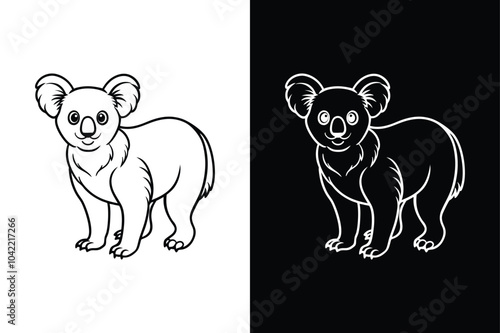 Koala black icon design vector, vector icon of koala lineout on white background.