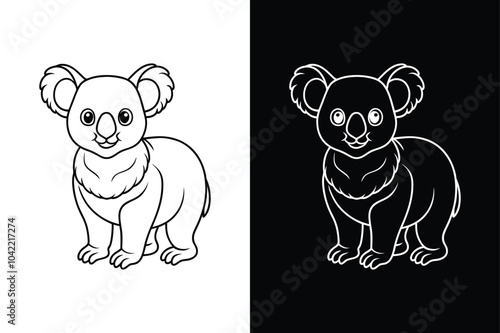 Koala black icon design vector, vector icon of koala lineout on white background.