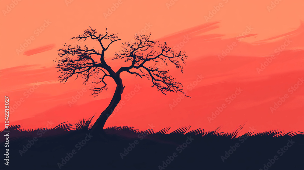 Minimalist silhouette illustration of a tree Minimalist silhouette illustration of a tree