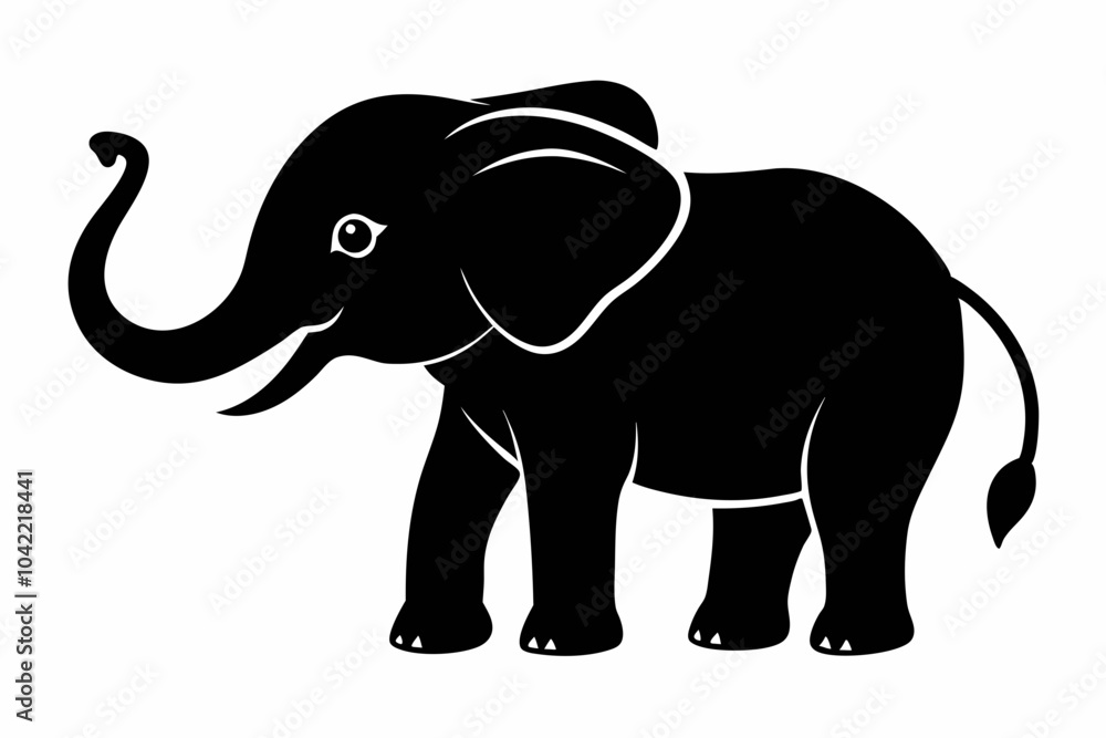Obraz premium Baby elephant silhouette vector, elephant silhouette