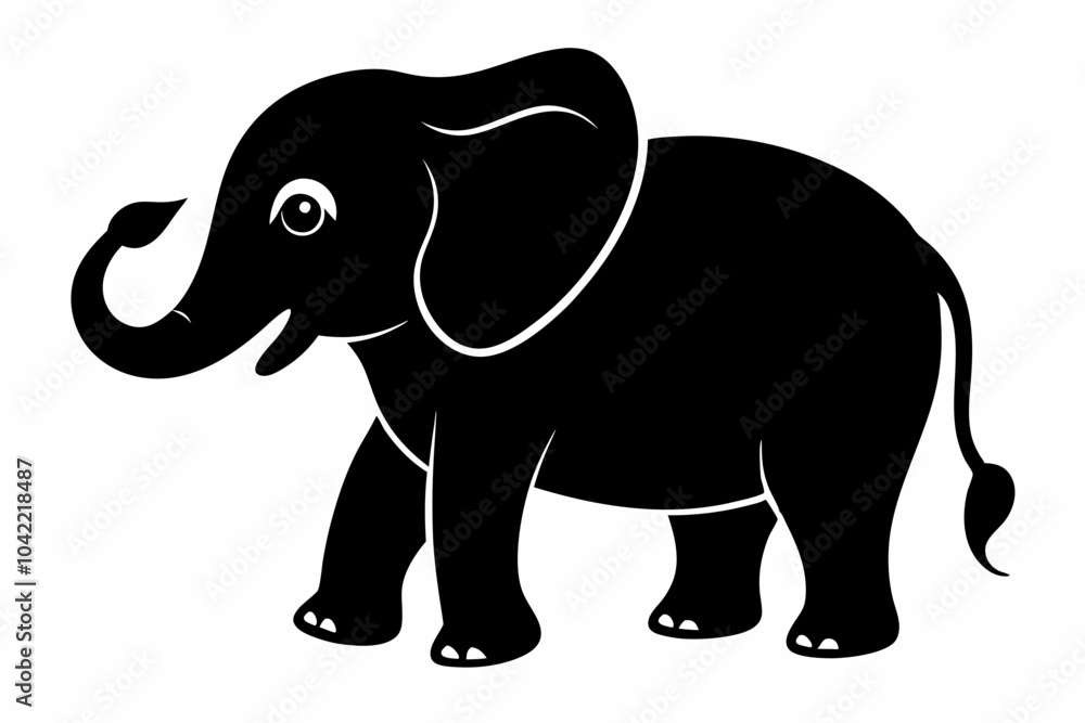 Fototapeta premium Baby elephant silhouette vector, elephant silhouette