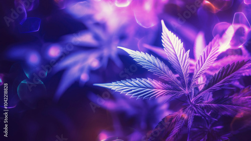 Wallpaper Mural Colorful cannabis leaves with vibrant purple background. Torontodigital.ca