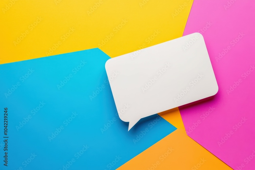 Colorful background with a speech bubble on vibrant geometric shapes Colorful background with a speech bubble on vibrant geometric shapes