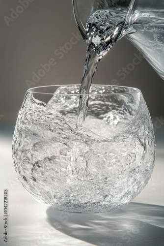Pouring sparkling water into a glass on a rustic wooden table in a cozy setting