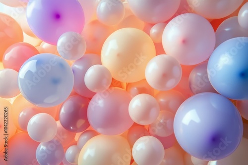 Colorful balloons fill the sky during a joyful outdoor celebration on a sunny...