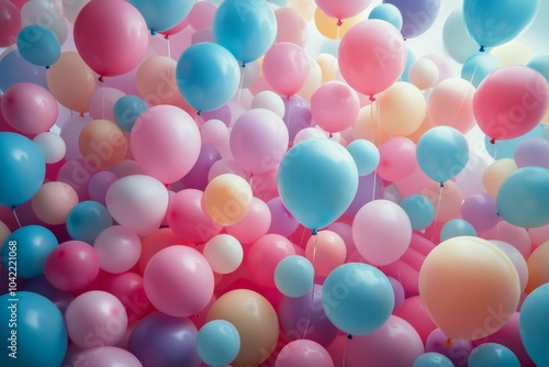 Colorful balloons fill the sky during a joyful outdoor celebration on a sunny day