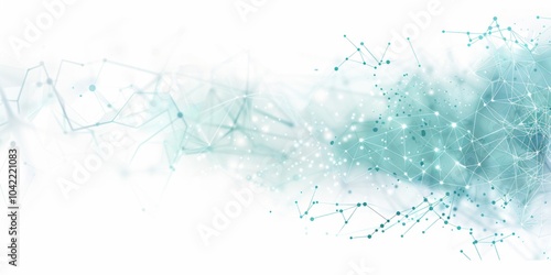 Minimalistic abstract tech background with connected light teal nodes