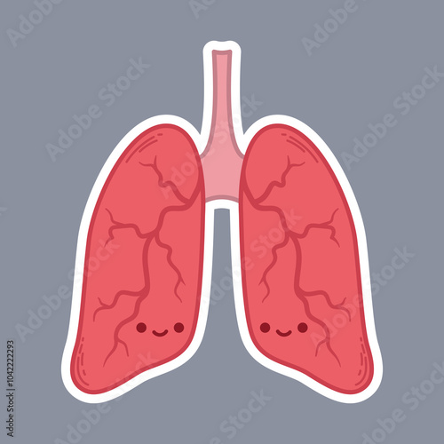 Cute hand-drawn cartoon lungs illustration