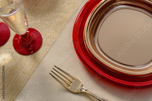 Arredi e addobbi natalizi per tavola pranzo di Natale e cenone della Santa Notte 
 photo