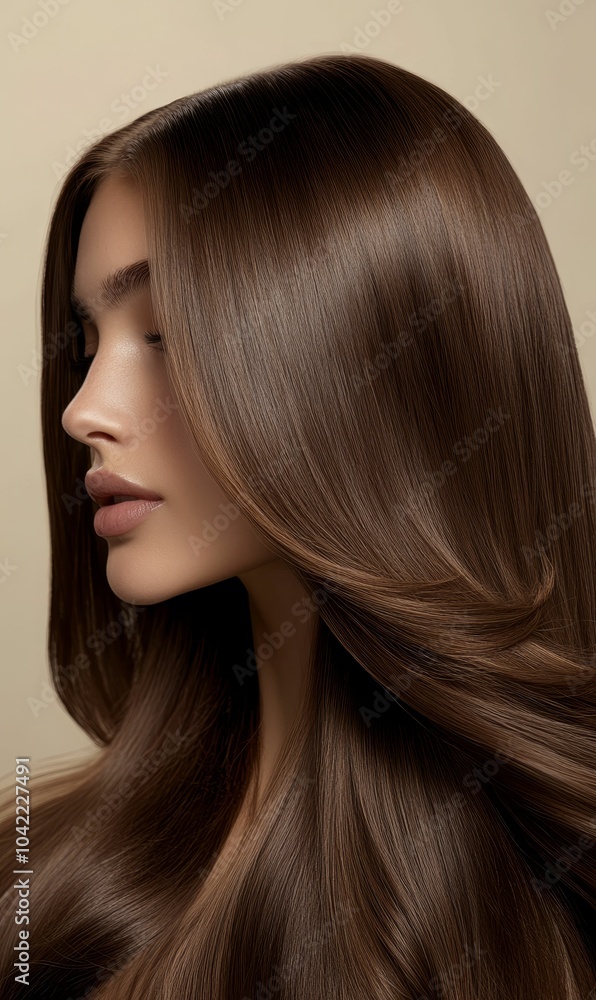 Naklejka premium A woman with long, brown hair.