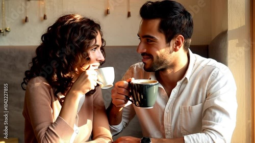 Happy Couple Enjoying Coffee Date