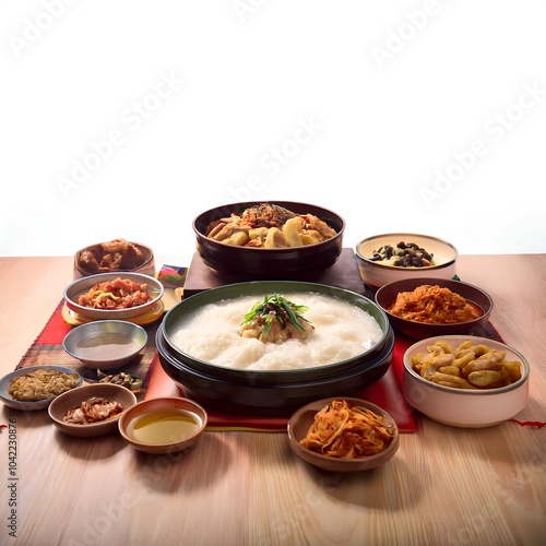 Seollal Korean Lunar New Year Celebration, Traditional Customs, Food, Hanbok, Family Gathering photo