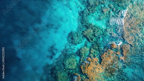 Aerial View of Crystal Clear Ocean Waters