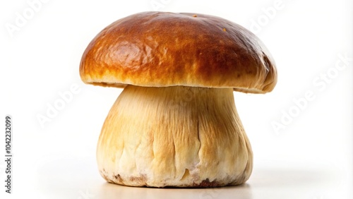 Reflected Porcini mushrooms Boletus edulis isolated on white background