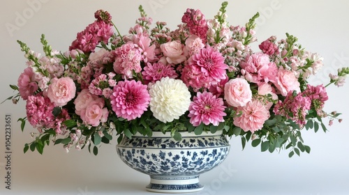 Wallpaper Mural Beautiful floral arrangement featuring pink daisies and white lilies in a decorative vase Torontodigital.ca