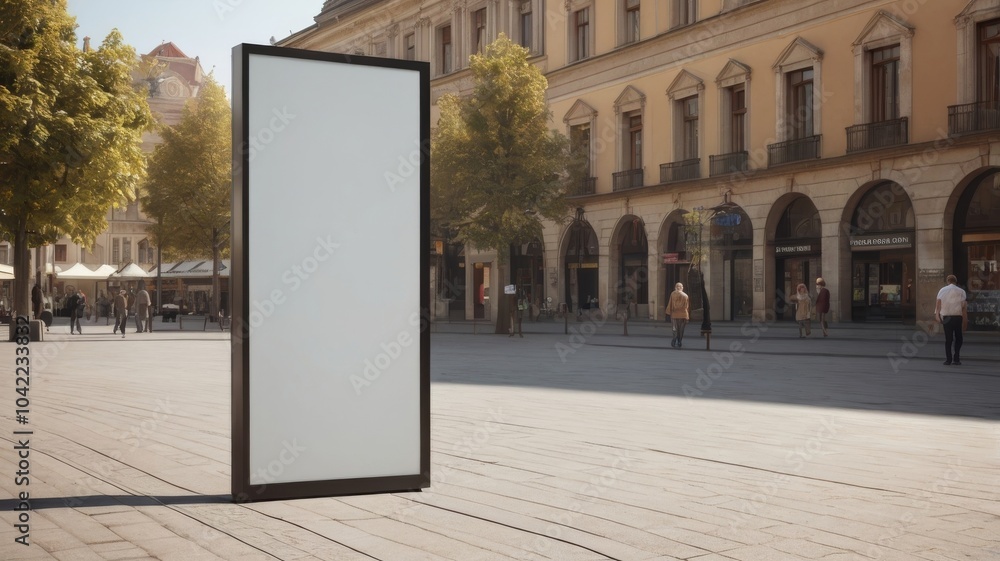 Layout of a separate information kiosk with a large screen. Digital media with blank white screen, modern panel, display, signboard for advertising design in city street shopping center. Including