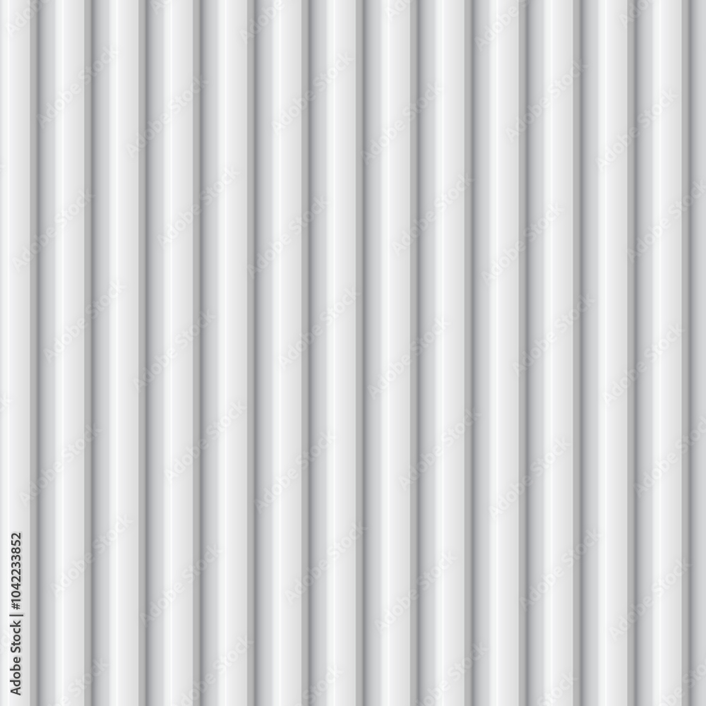 Obraz premium Abstract background with vertical lines, white color, corrugated metal sheet. Seamless vector.