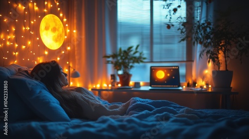 Wallpaper Mural A Serene Bedroom Scene Bathed in Soft Moonlight at Night, Perfect for Relaxation and Peaceful Sleep Torontodigital.ca