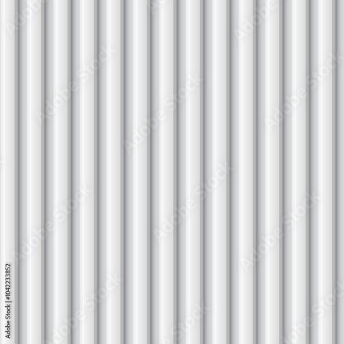 Abstract background with vertical lines, white color, corrugated metal sheet. Seamless vector.