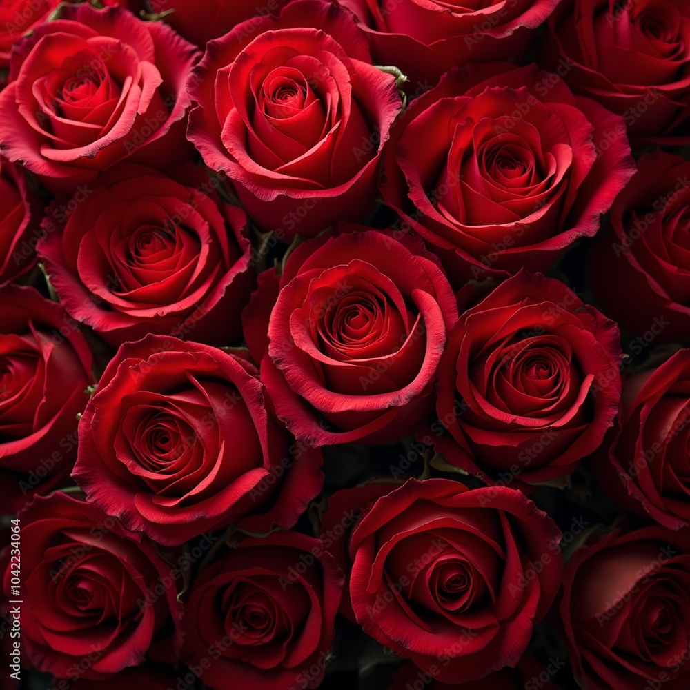 Lush red roses create a luxurious romantic scene Lush red roses create a luxurious romantic scene