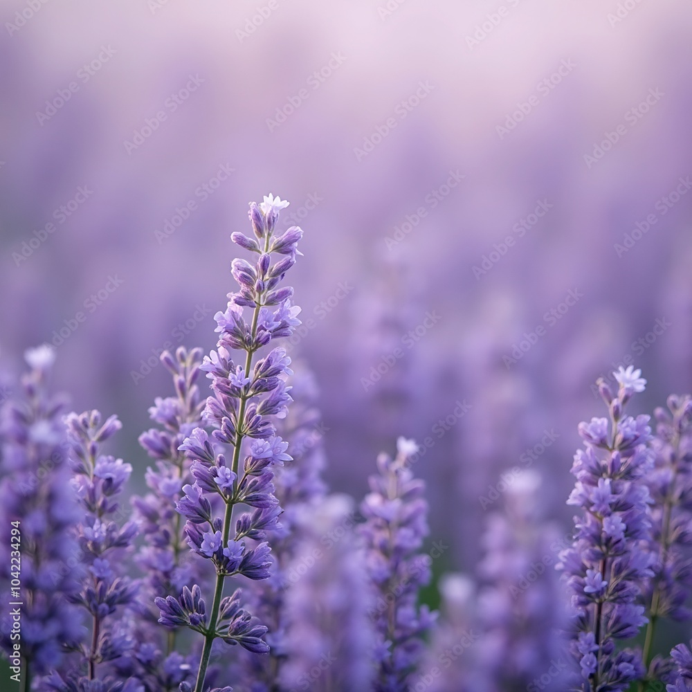 Tranquil lavender field in full bloom Tranquil lavender field in full bloom