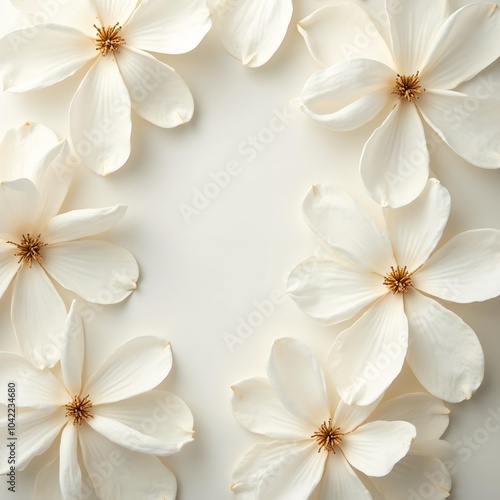 Elegant minimalist background of white magnolia blossoms