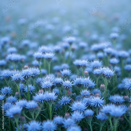 Background full of tiny pale blue cornflowers creating a fresh and calming summer field photo