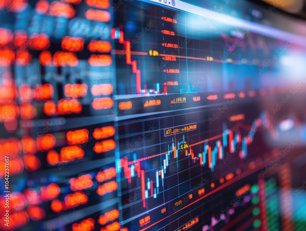 Stock market data displayed on a monitor. Stock market data displayed on a monitor.