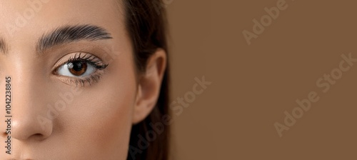 Young woman with laminated ...