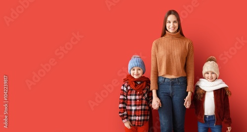 Happy family in winter clot...