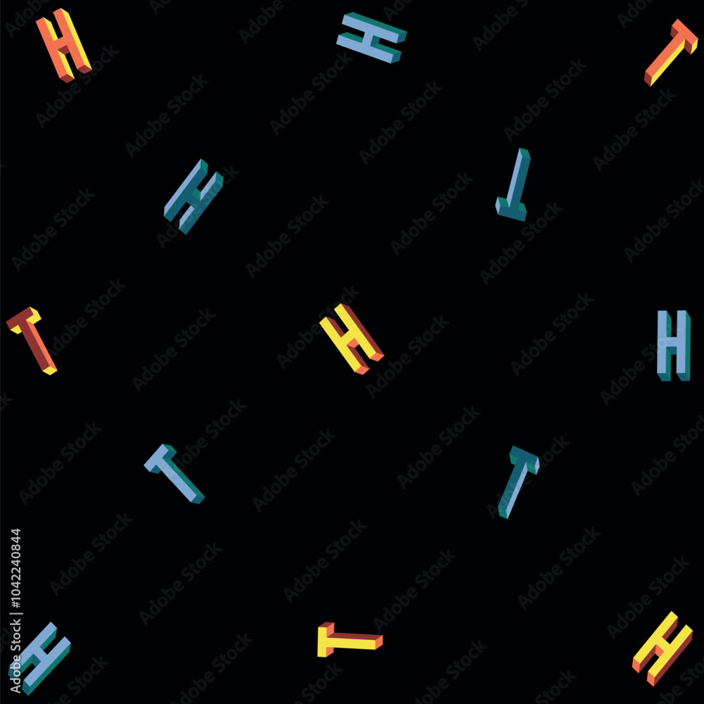 letter pattern h letter t with shadows in 3d shapes, in neon colors for textures and school or math design fashion textures letter pattern h letter t with shadows in 3d shapes, in neon colors for textures and school or math design fashion textures