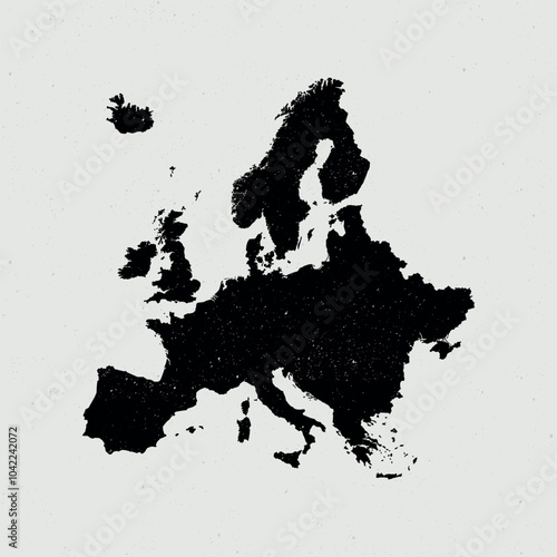 europe vintage icon map. Vintage europe map with regions isolated on white background.
