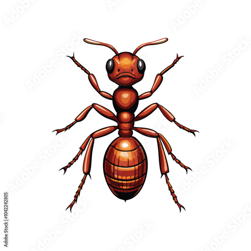 Realistic vector illustration of an ant showcasing its segmented body.