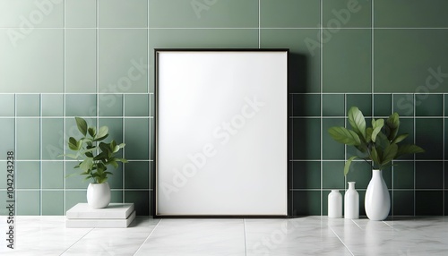 Beautiful photo frame mockup for walls and tiles photo