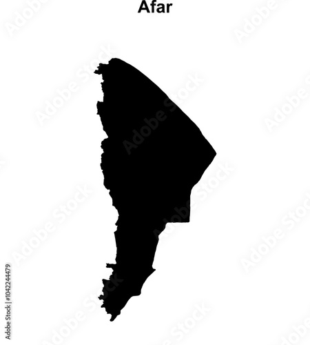 Afar region blank outline map