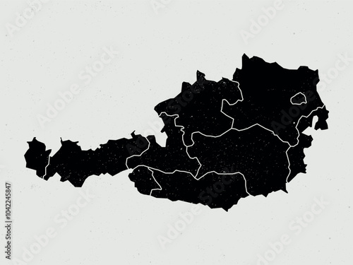 austria vintage icon map. Vintage austria map with regions isolated on white background.