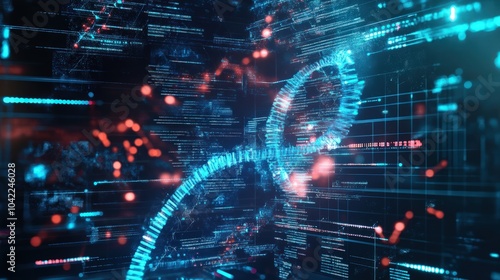 Digital biotechnology background with futuristic mixed media