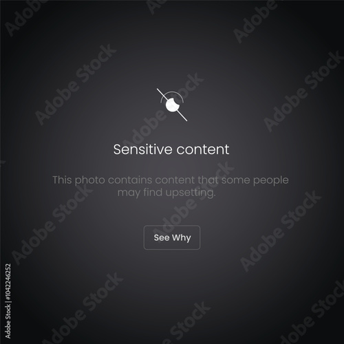 Sensitive Content Eye Crossed Sign For Social Media and Website Photos Pictures and Video Vector Illustration