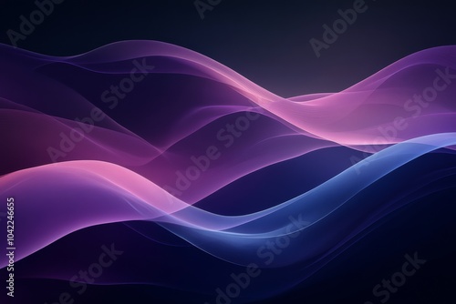 Abstract waves of vibrant colors flowing gracefully in a dark background