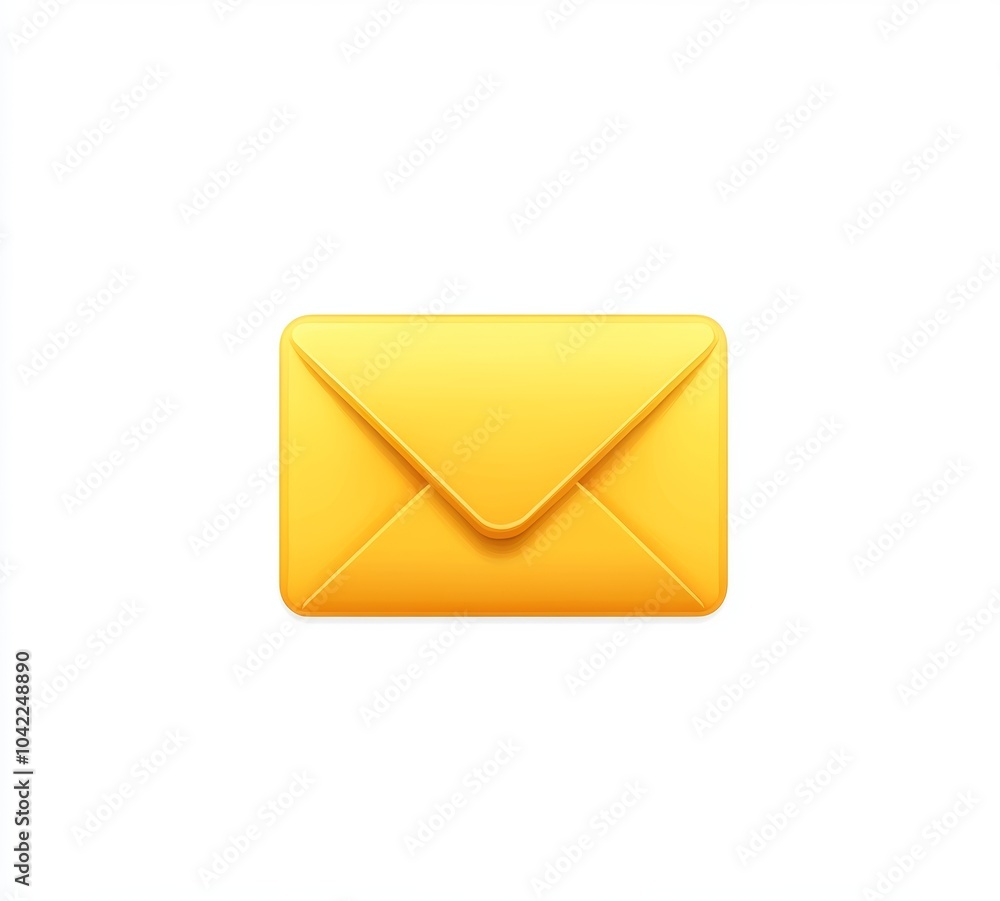 Yellow envelope icon on white background Yellow envelope icon on white background