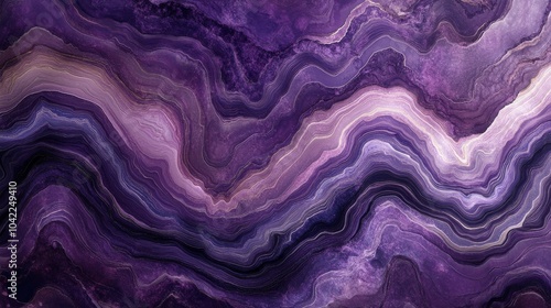 Abstract purple agate stone with wavy patterns and variations in texture and ...
