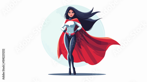 Flat illustration of superhero girl.