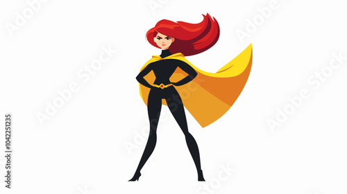 Flat illustration of superhero girl.