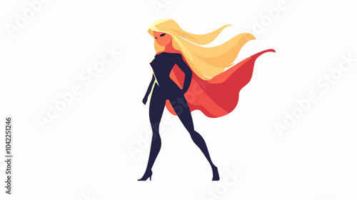 Flat illustration of superhero girl.