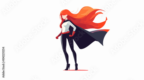 Flat illustration of superhero girl.