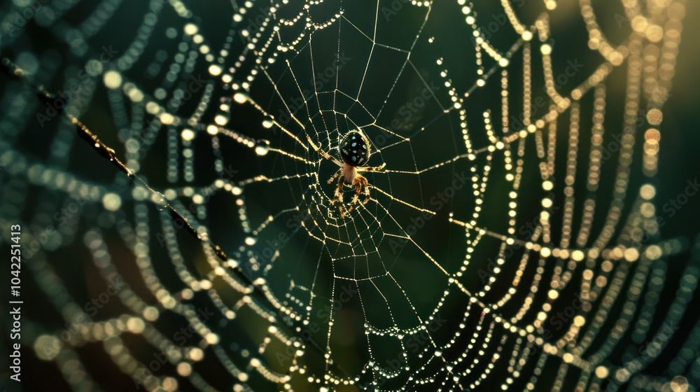 Spider Web with Dew Drops Spider Web with Dew Drops