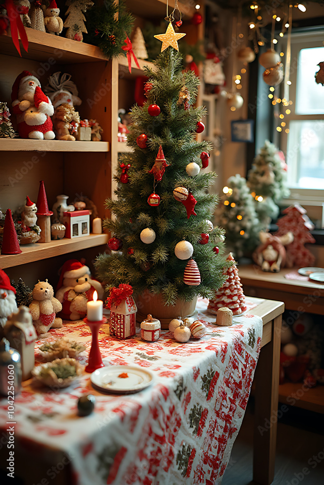 Fototapeta premium christmas decoration sale includes banners tables rooms products trees papers